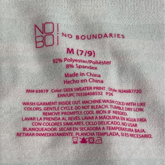 juniors deer red and green leggings size medium 7/9 - Picture 5 of 8